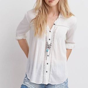 White lace button down shirt